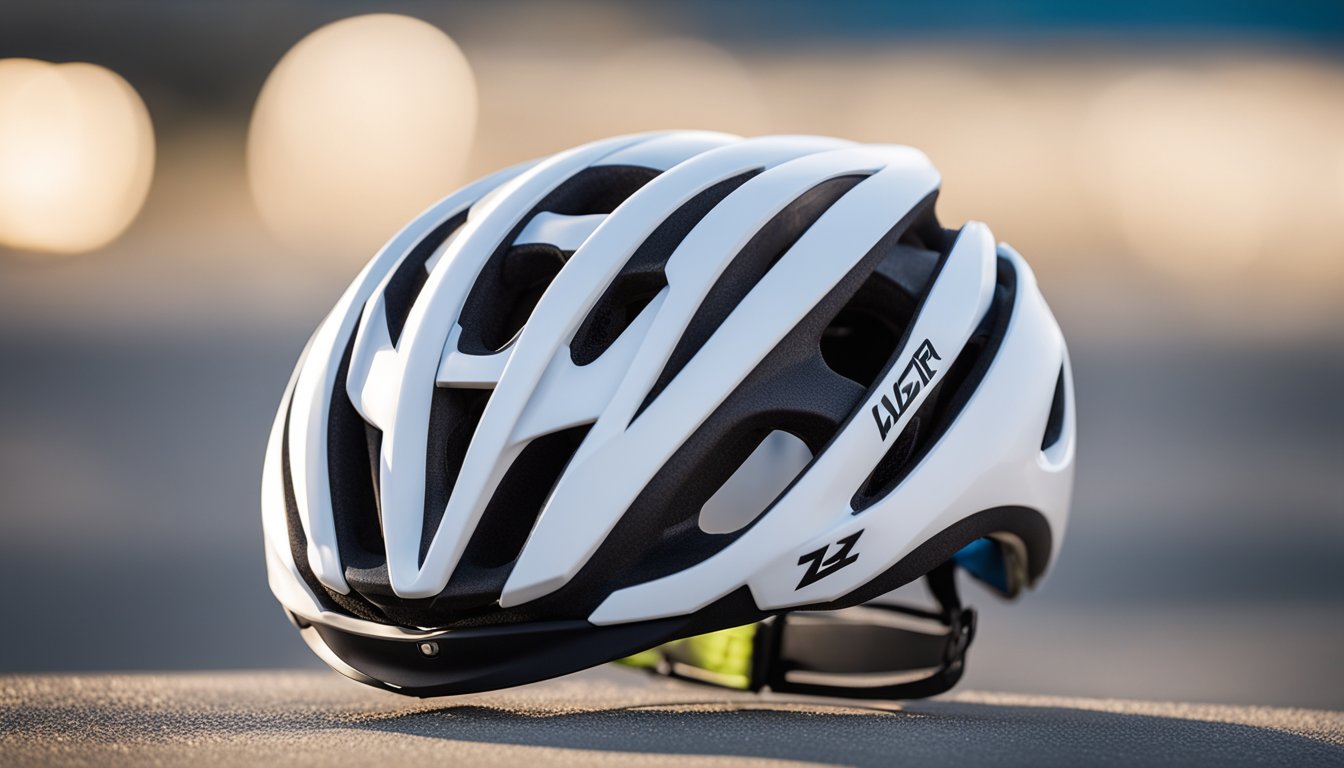 The Safety Features Lazer Z1 MIPS road bike helmet sits on a clean, white surface, with its sleek design and integrated ventilation system prominently displayed