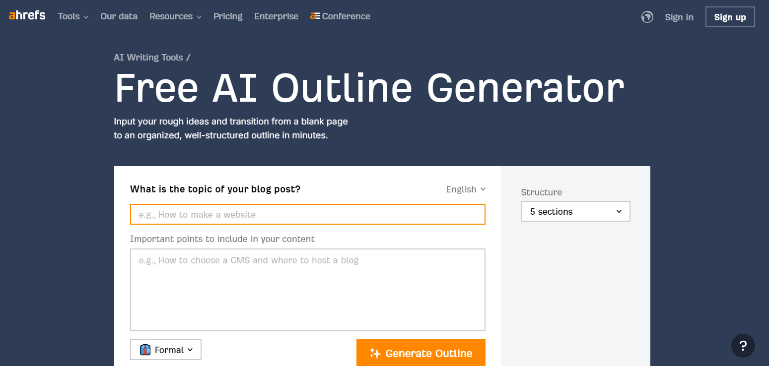 Ahrefs Outline Generator