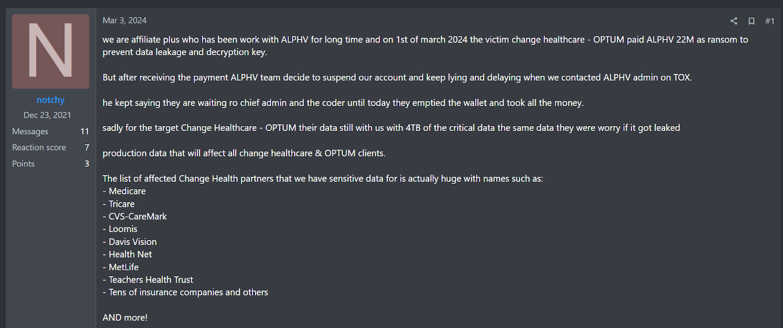 Chat logs exposing ALPHV's scam