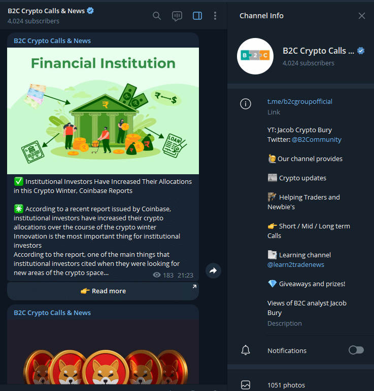 B2C Crypto Calls & News telegram group