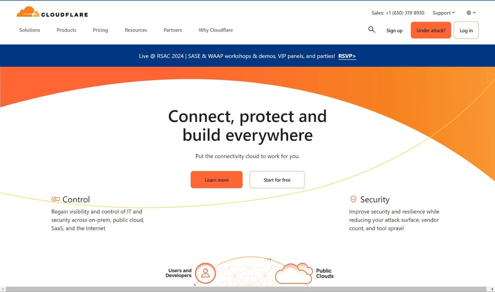 Screenshot of Cloudflare website