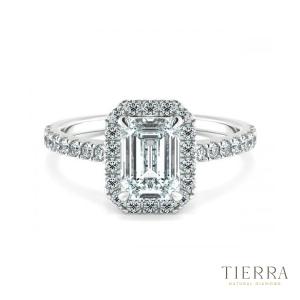 Mẫu nhẫn kim cương Emerald tinh tế