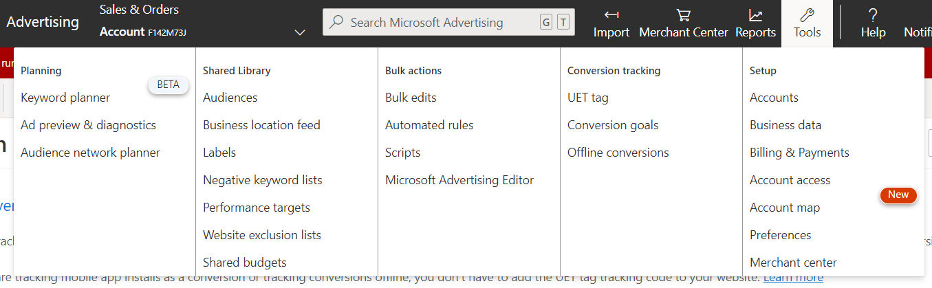Set Up Microsoft Ads UET Tag Step 1