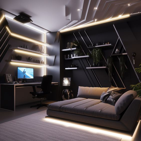 Desain kamar gaming futuristik
