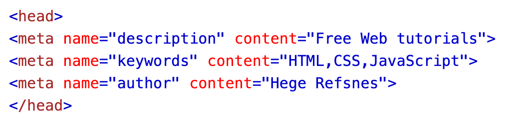 Meta tag name name descrito no código html da página.