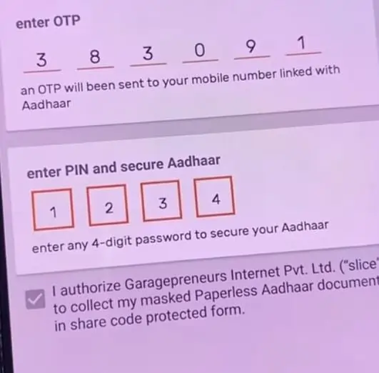enter otp for verification