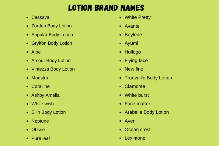 Lotion Brand Names