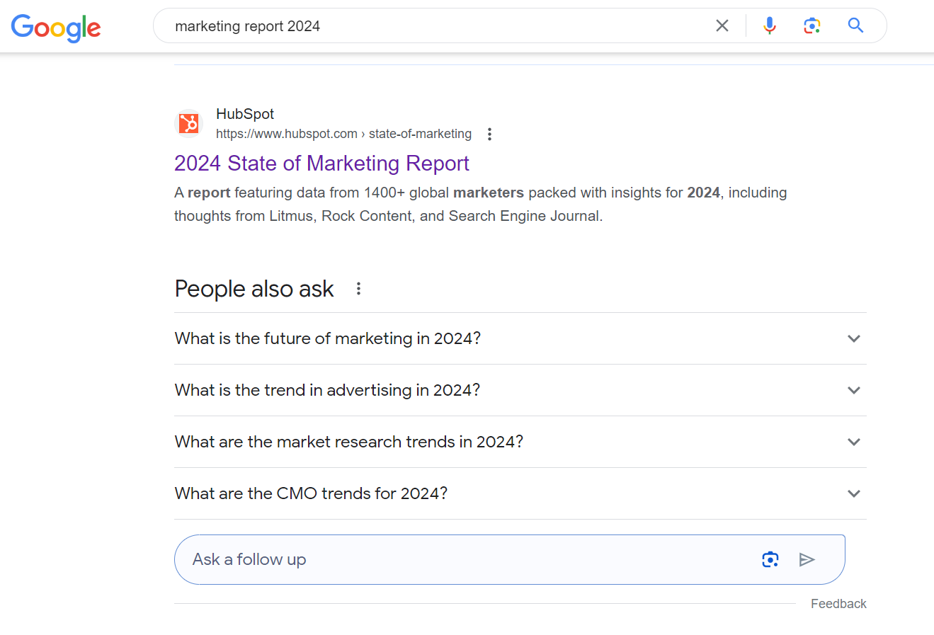 Search result for the query "marketing report 2024"