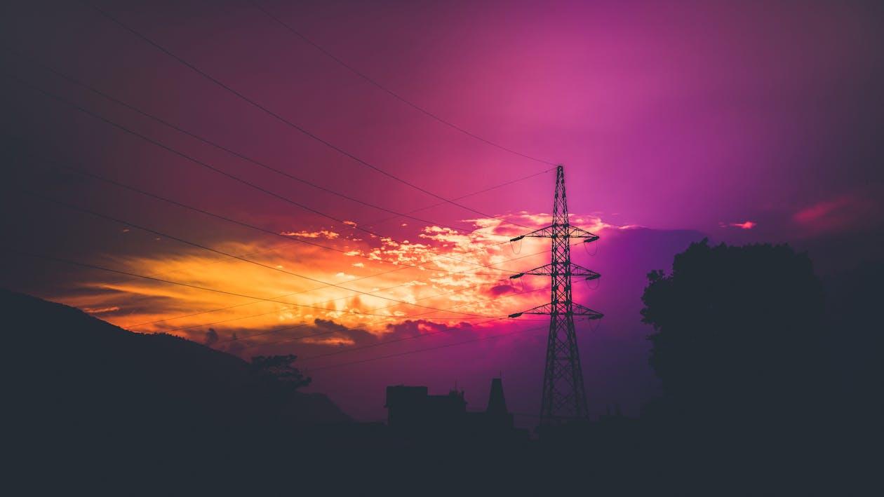 Free Electric Post during Sunset Stock Photo