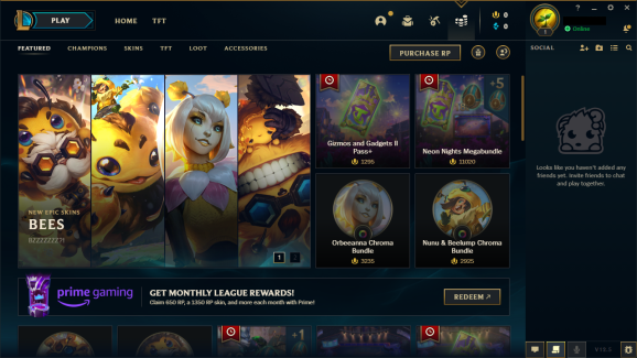 Screenshot van de winkelpagina van de League of Legends client app