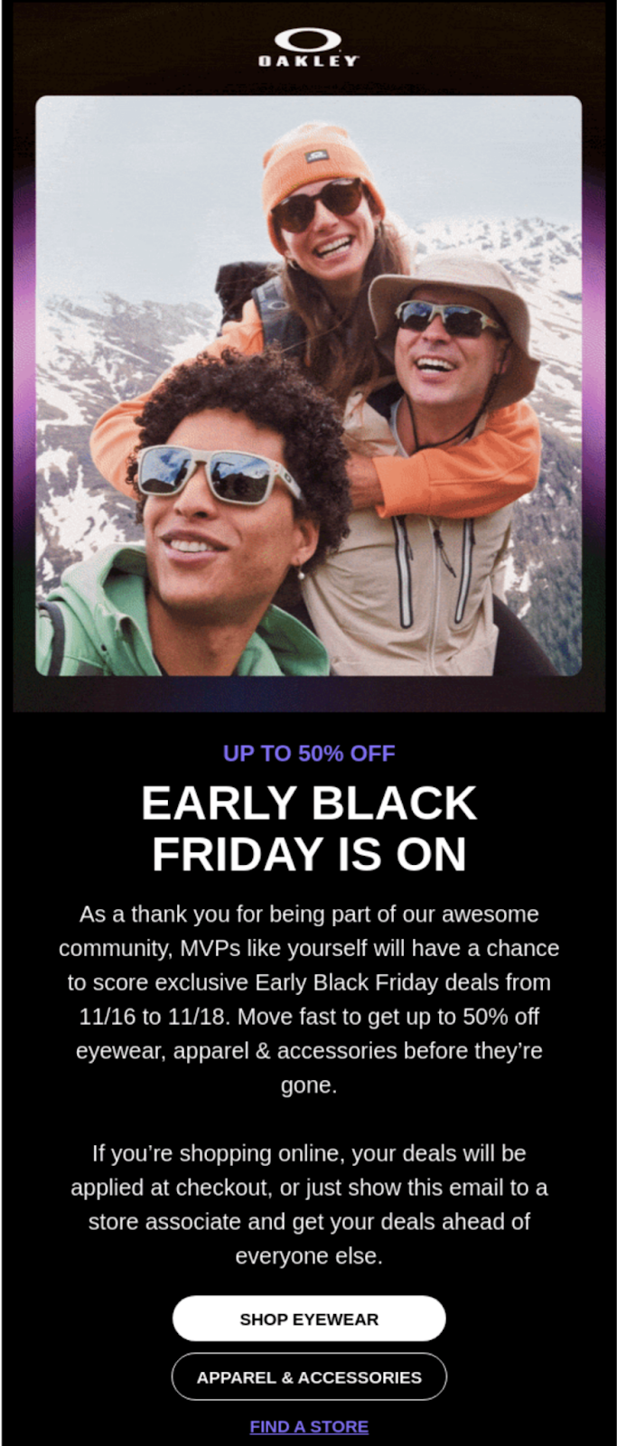 Early black Friday email