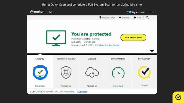 How to Run a Scan on Norton Protection for Viruses, Spyware, and Security Threats screenshot