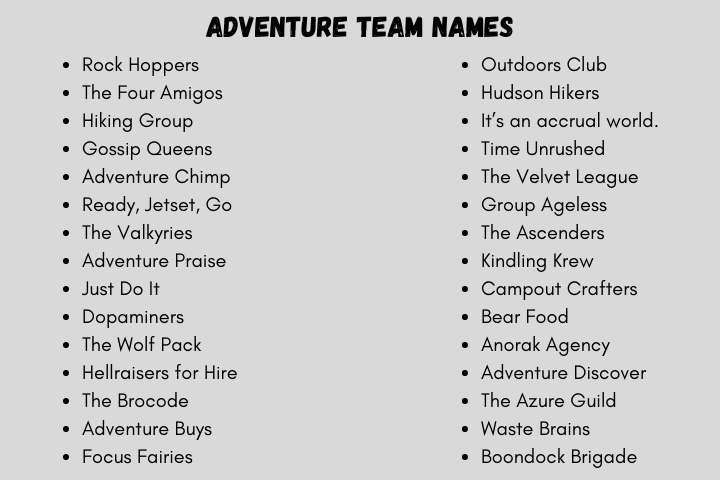 Adventure Team Names