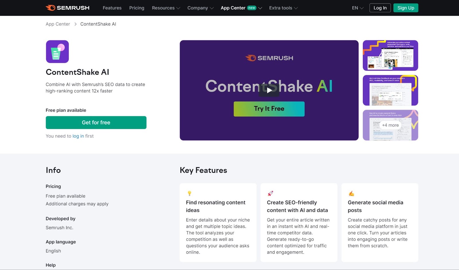 Screenshot ContentShakeAI website