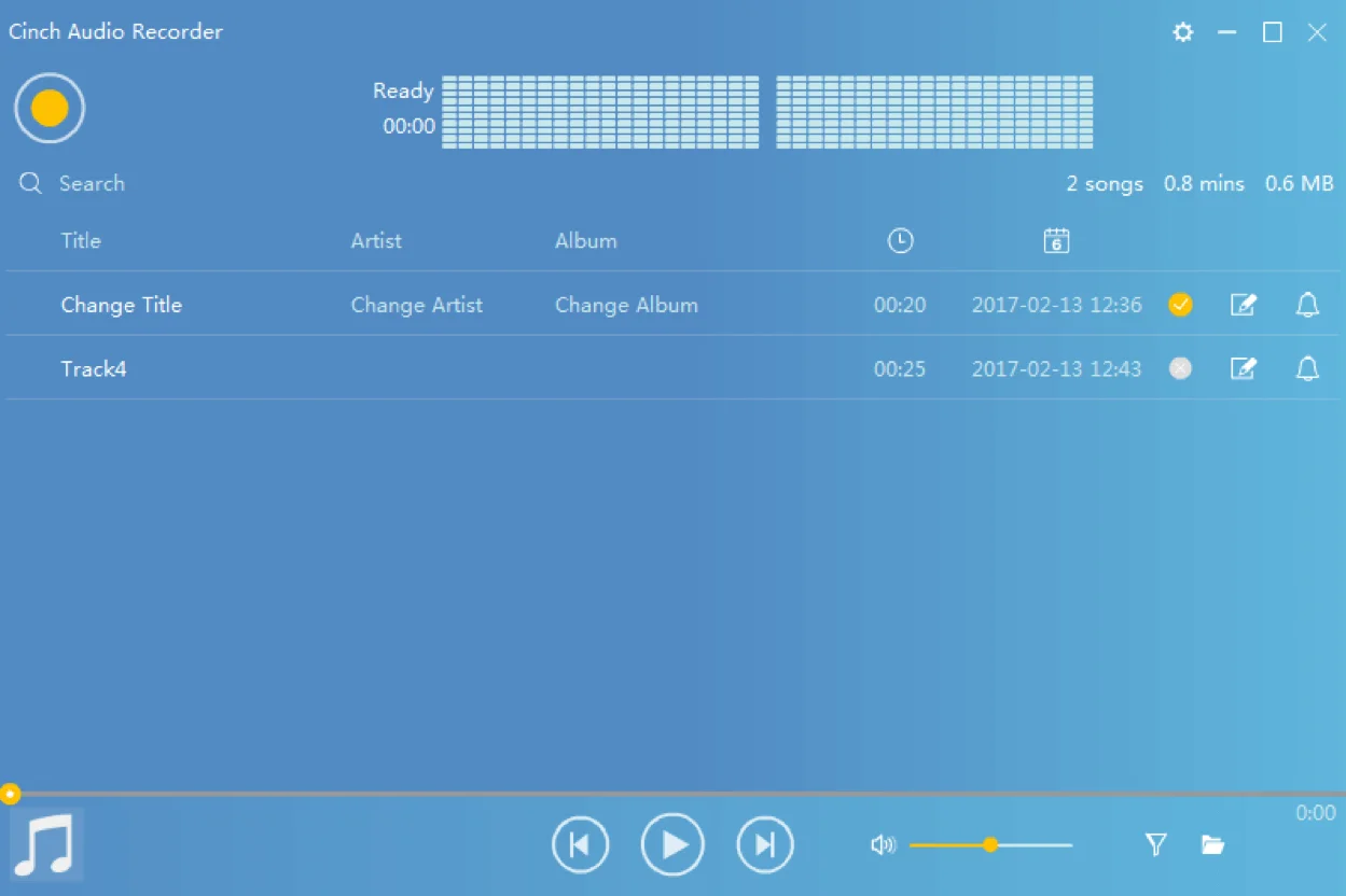 Cinch Audio Recorder home screen screenshot