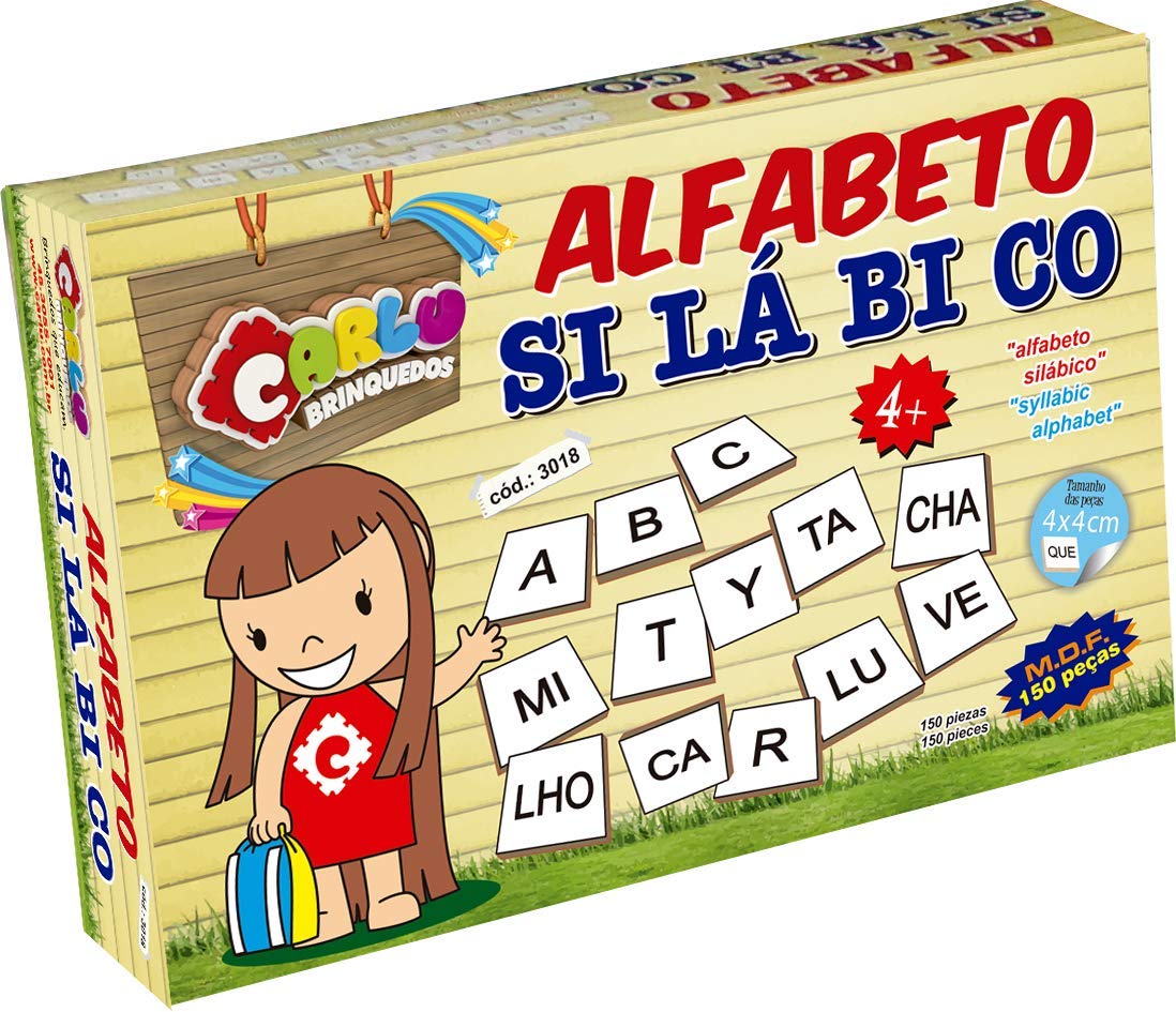 Carlu Brinquedos - Alfabeto Silábico Jogo de Escrita 150 Peças, 4+ Anos, Multicor, 3018