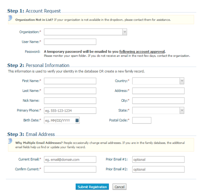 connectnow Registration Page