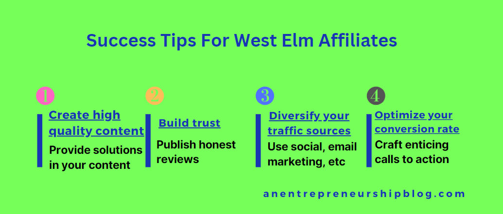 Success tips for West Elm affiliates