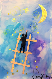 Georgia O'Keeffe Ladder to the Moon art lesson for kids - Leah Newton Art