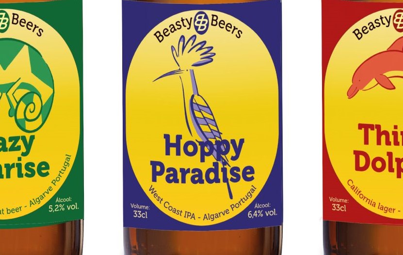 Close-up of the beerlabel of the Hoppy Paradise of Beasty Beers from the Algarve with the hoopoe on it