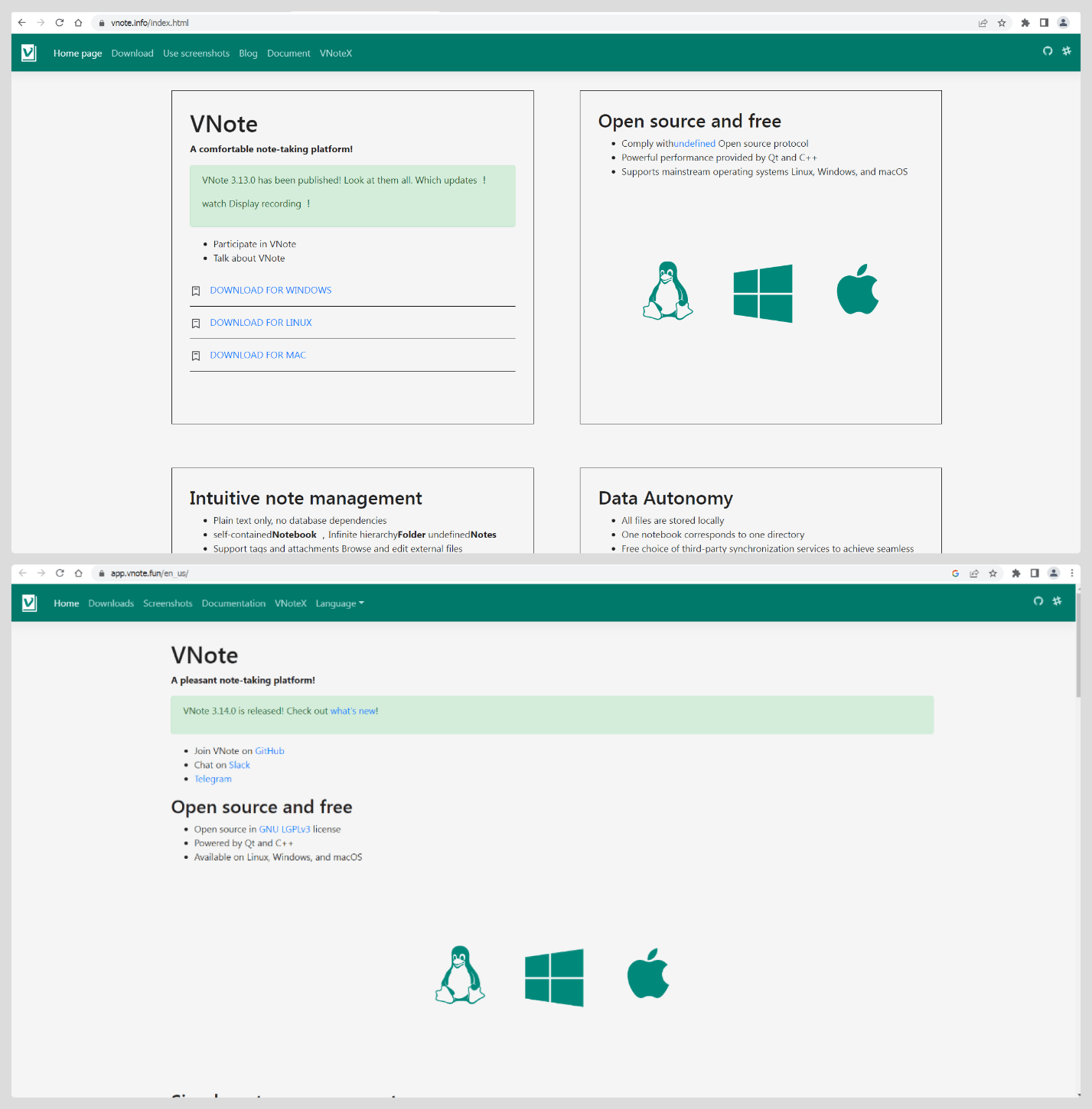 Sahte VNote sitesi (Kaynak - Kaspersky Lab)