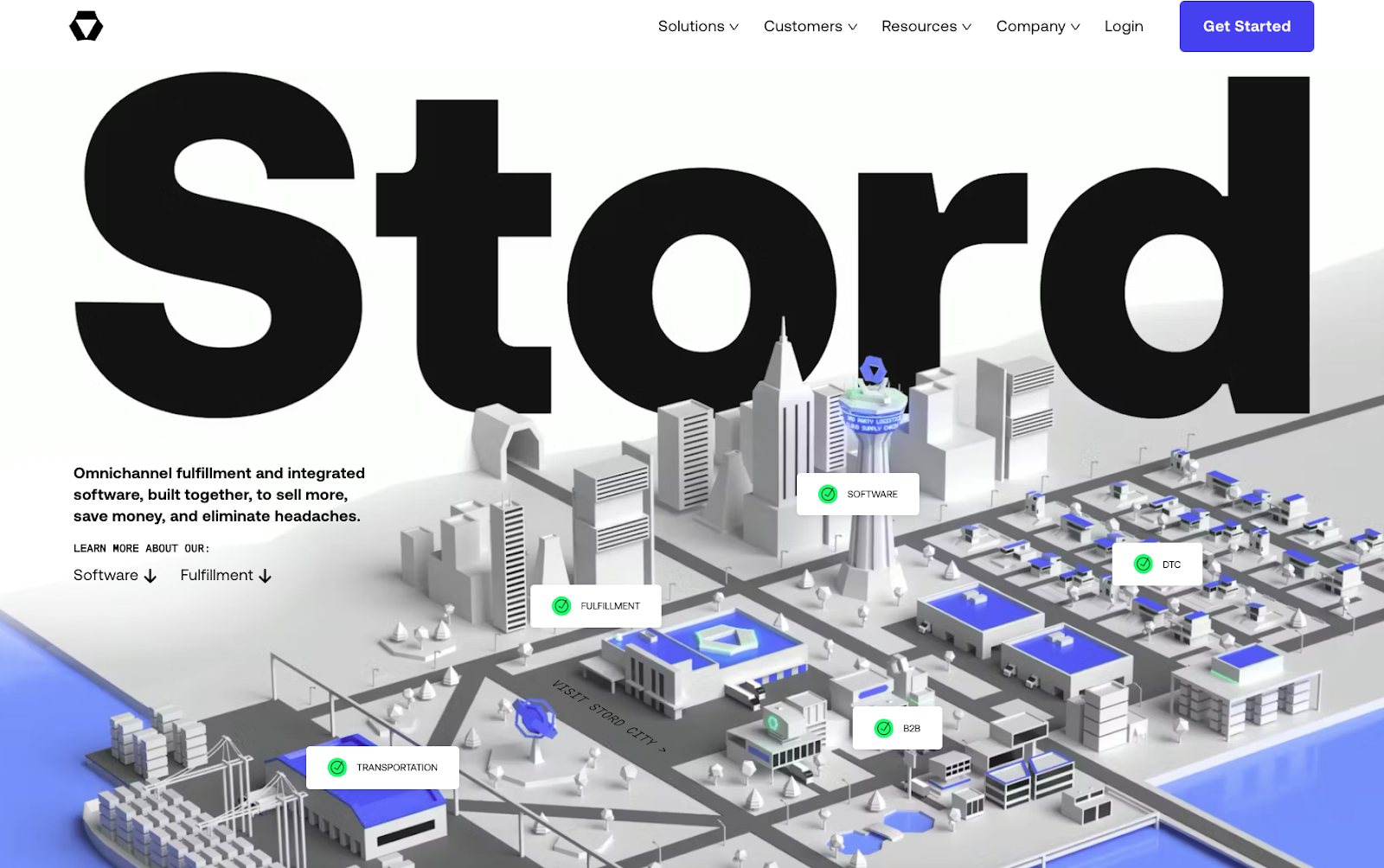 business website design example from stord