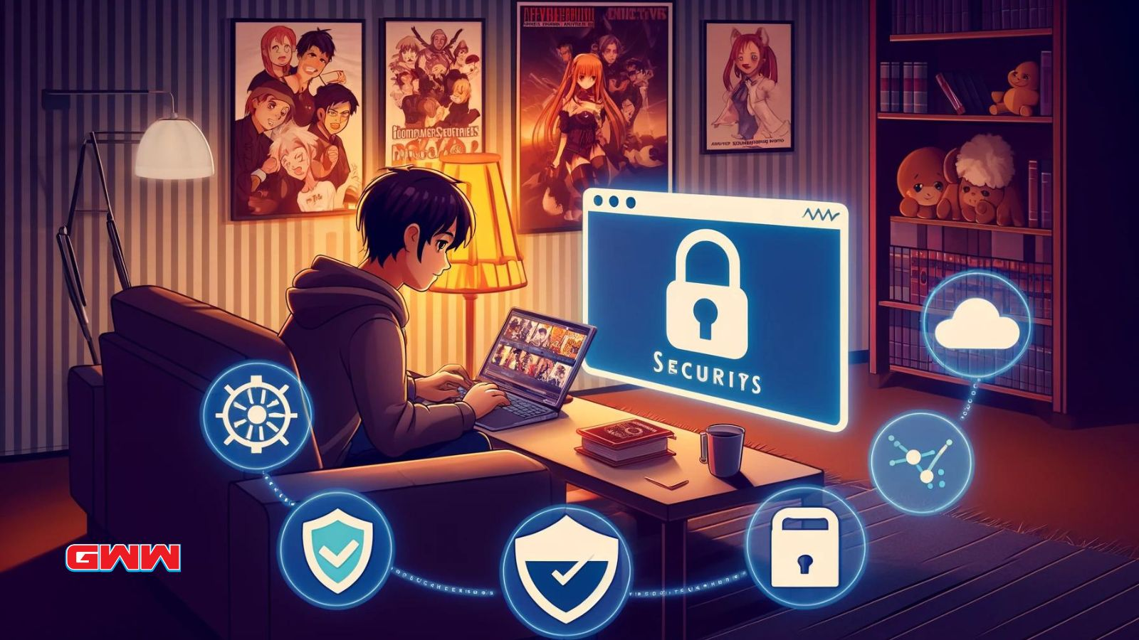 A scene illustrating how to safely watch anime online