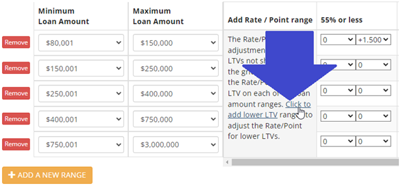 Loan Amount Range Grid Step 6