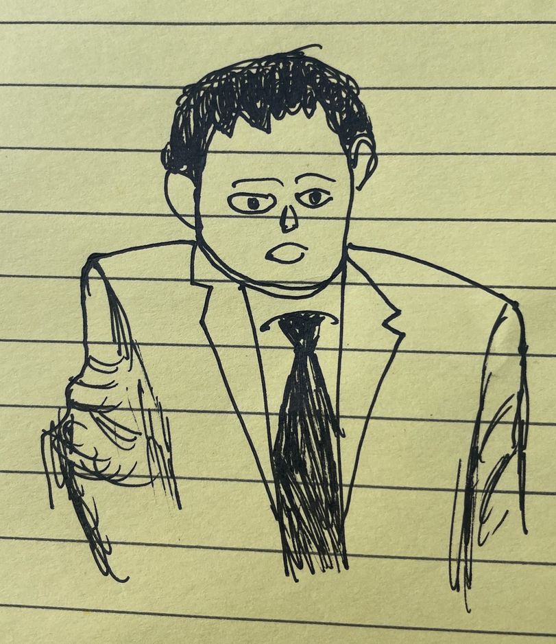 Bản phác thảo của Sam-Bankman Fried làm chứng vào ngày 27 tháng 10 năm 2023 (Nikhilesh De/CoinDesk)