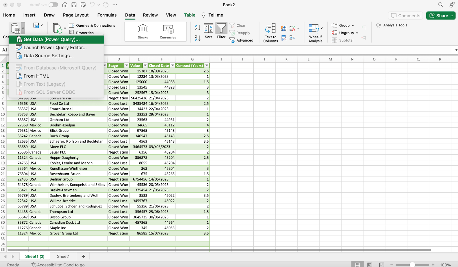 نحوه استفاده از power query در اکسل