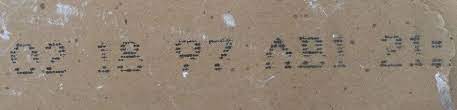 An example of a drywall date stamp on the back of the sheet which is needed for drywall removal. 