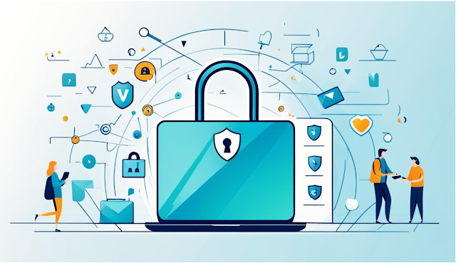 Create an image that conveys the safety and privacy of using a VPN while browsing the internet. Consider using imagery such as a padlock or shield to represent security, and incorporate elements such as anonymous browsing or encrypted data to highlight the protective benefits of a VPN. Avoid any text or obvious bran, instead focusing on visuals that effectively communicate the importance of online safety and privacy.