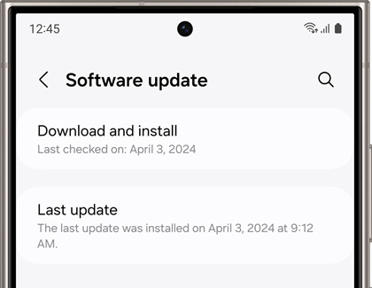 Software update screen on a Galaxy phone