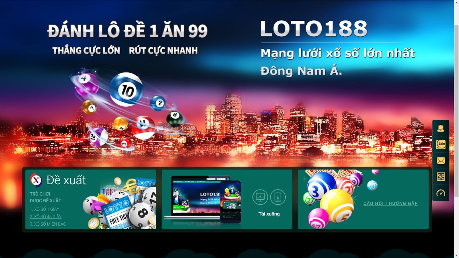 Đa dạng các trò chơi xổ số trực tuyến tại Loto188 với tỷ lệ thắng cược lên đến 1:99.