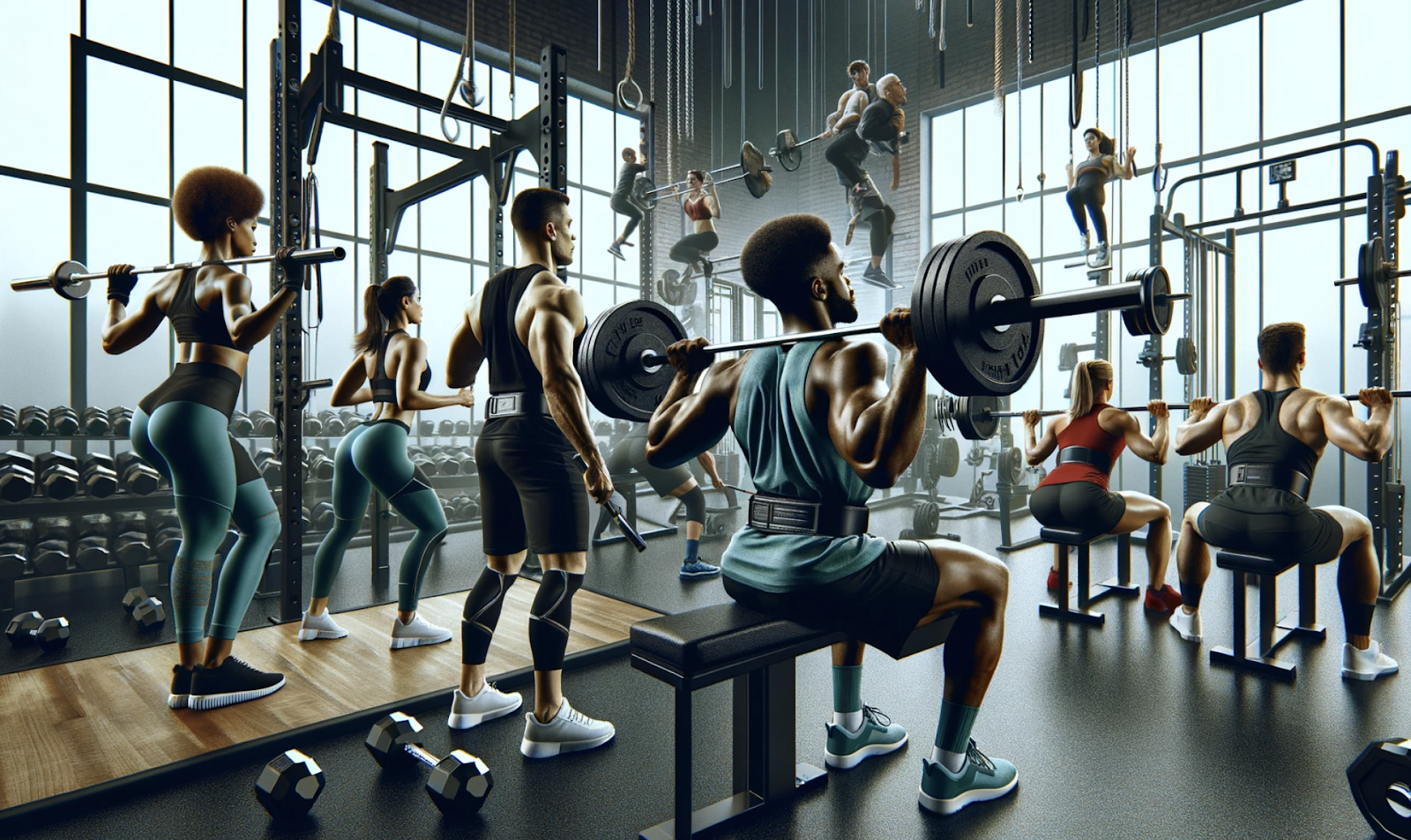 AI image of people working out in a gym