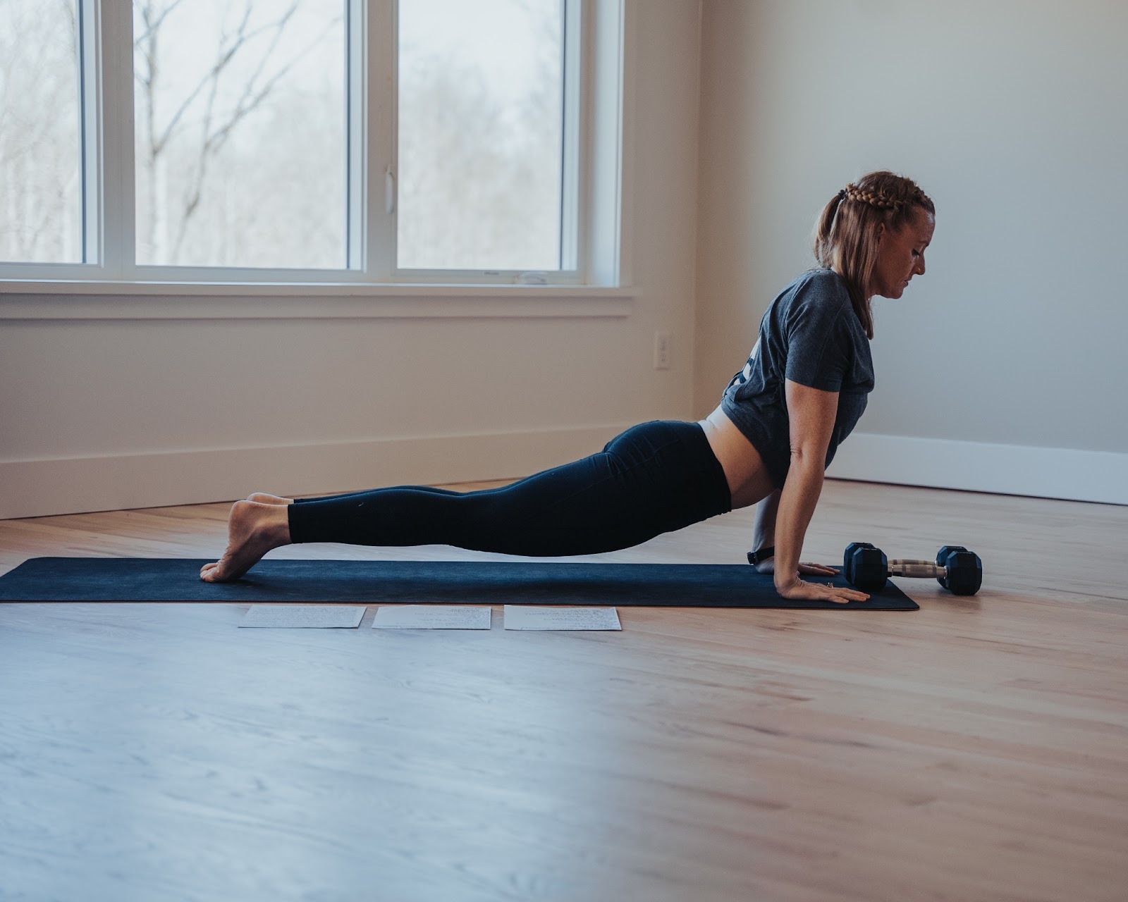 Woman yoga instructor stretching