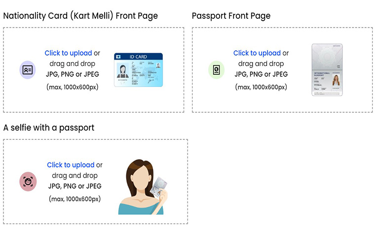 ارائه عکس کارت ملی و پاسپورت برای احراز هویت