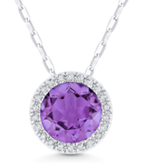 Birthstone Diamond and amethyst necklace