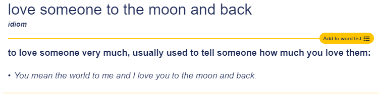 Meaning of I love You to the moon and back