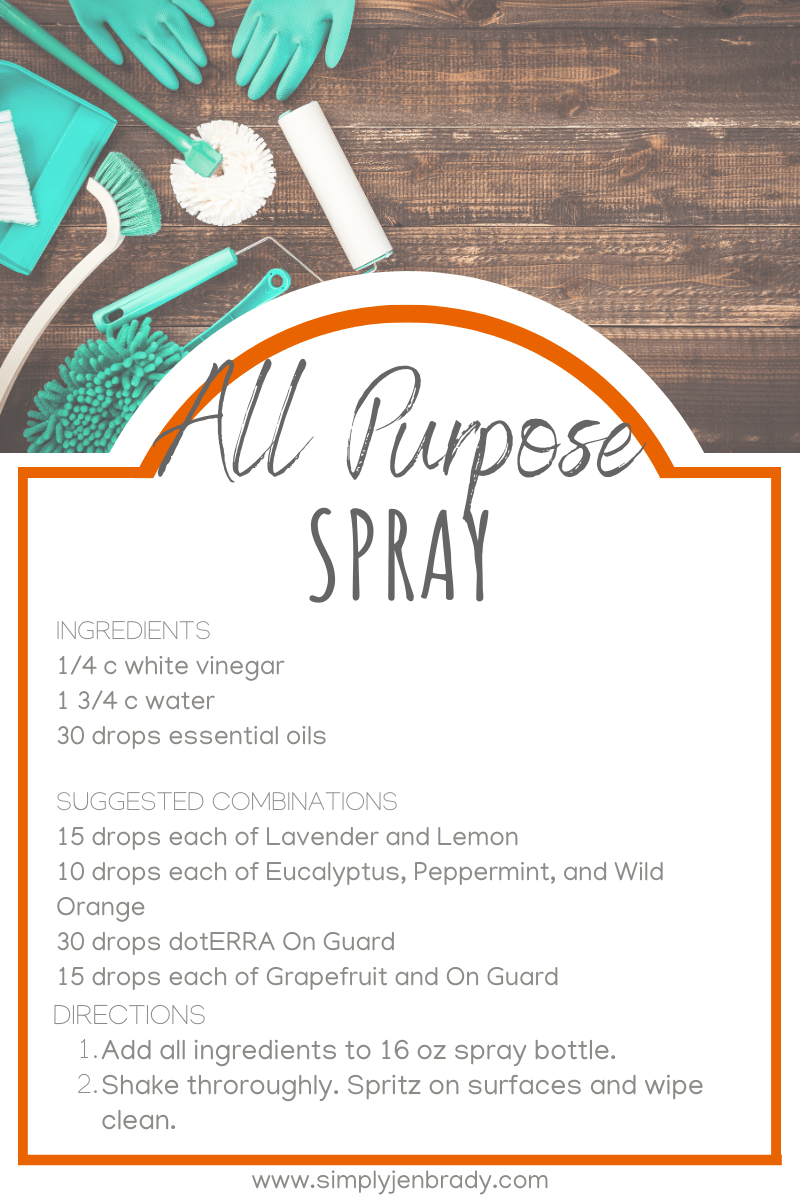 Here is a simple recipe for a homemade cleaning spray.