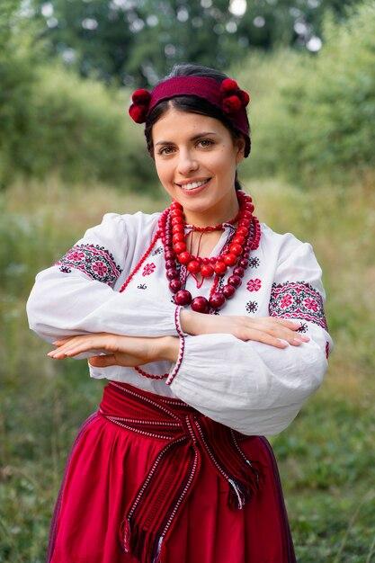 Free photo young adult wearing folk dance costume