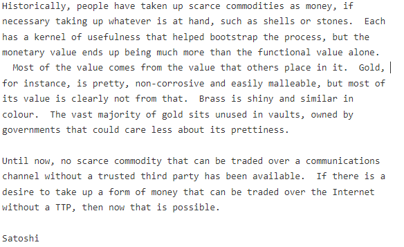 Bitcoin Creator Satoshi Nakamoto 2009 email to Martti Malmi on Bitcoin 