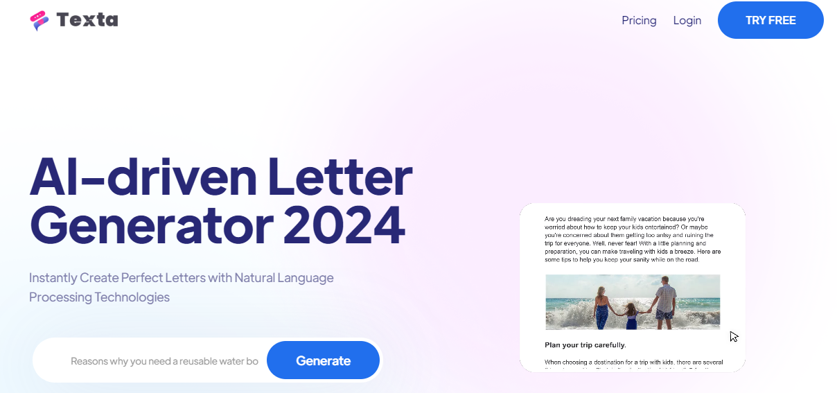 Texta.ai's Letter Generator