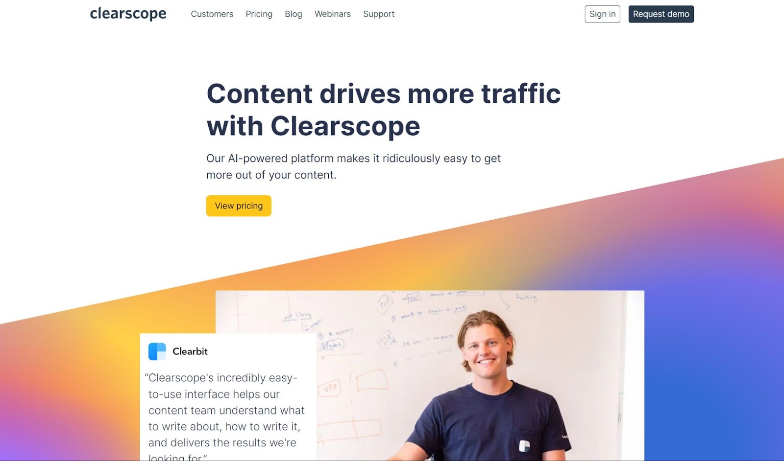 Screenshot of Clearscope website