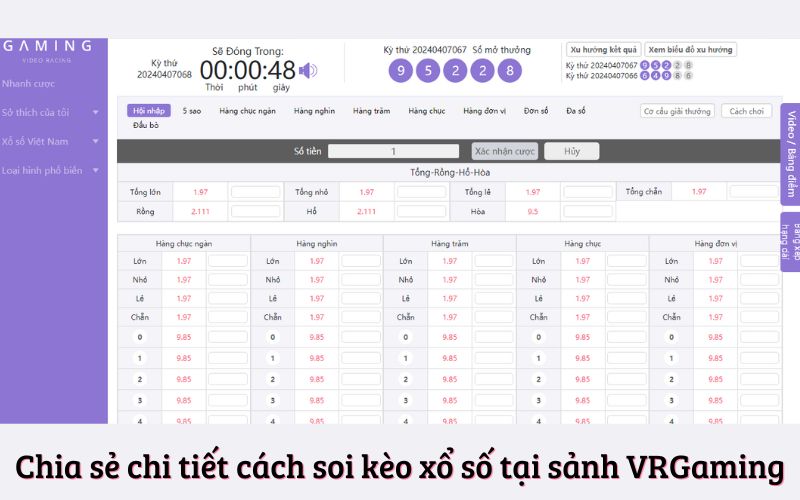 Chia sẻ chi tiết cách soi kèo xổ số tại sảnh VRGaming