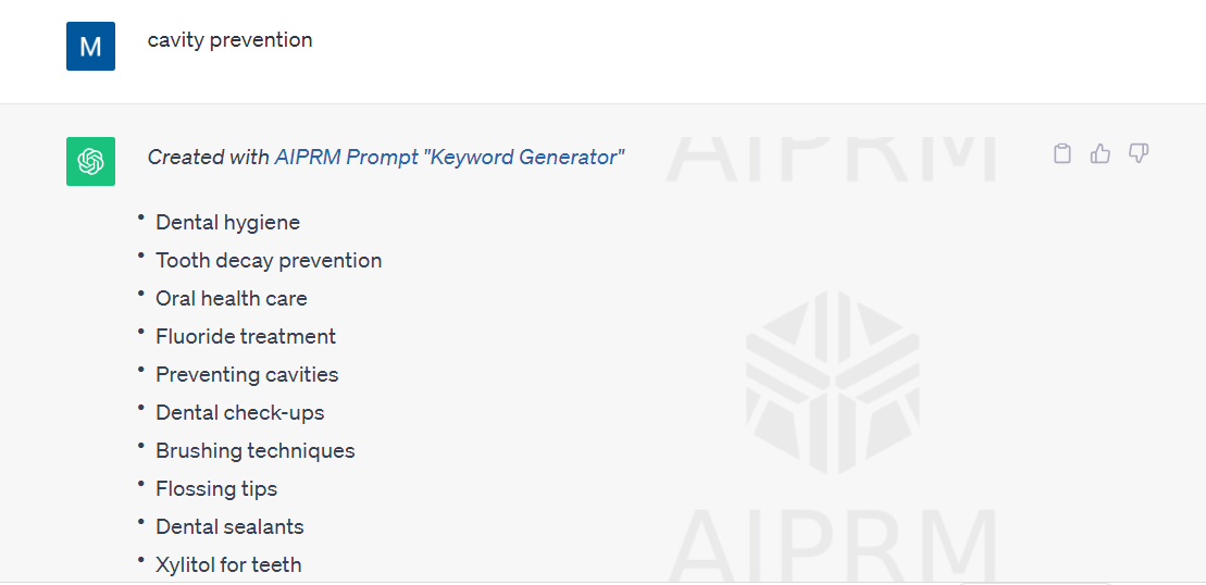 AIPRM prompt Keyword Generator