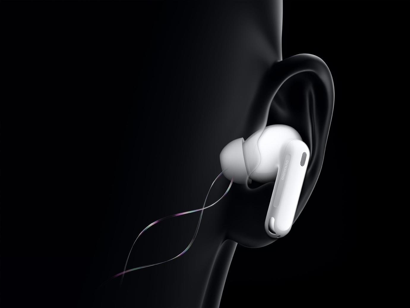 Close-up of a headphone in the ear

Description automatically generated