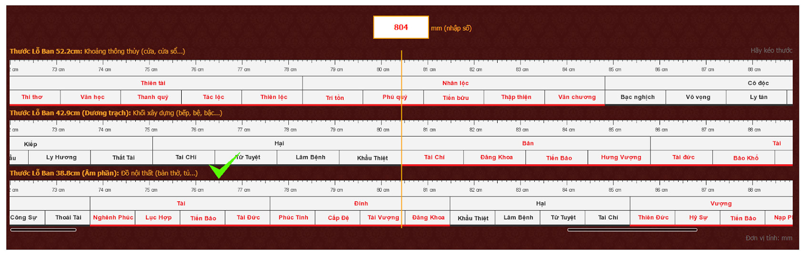 Cách sử dụng thước lỗ ban âm phần