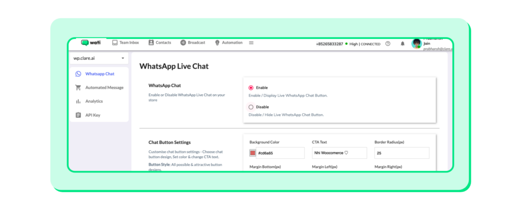 WooCommerce Integration for WhatsApp live chat