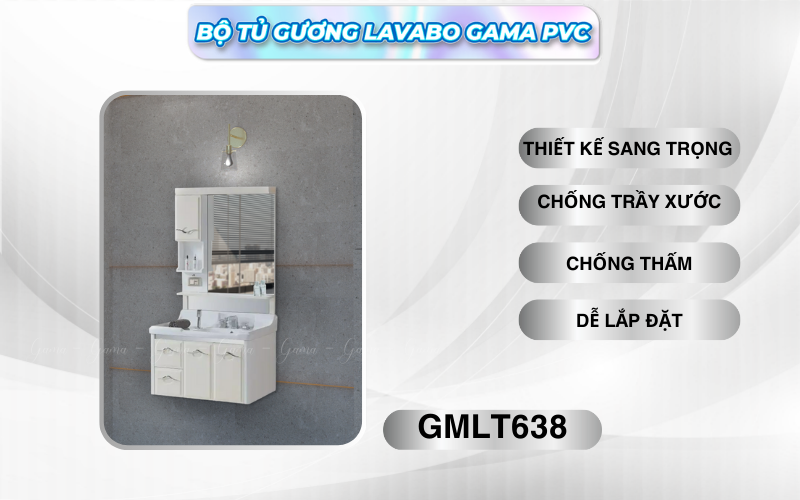 Bộ tủ gương Lavabo GAMA cao cấp GMLT838